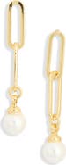 NORDSTROM RACK Demi Fine Faux Pearl Paperclip Link Earrings