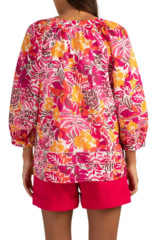 Trina Turk Light Hearted Balloon Sleeve Top In Rockrose Multi