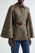 Etro Belted Paisley Gabardine Cape