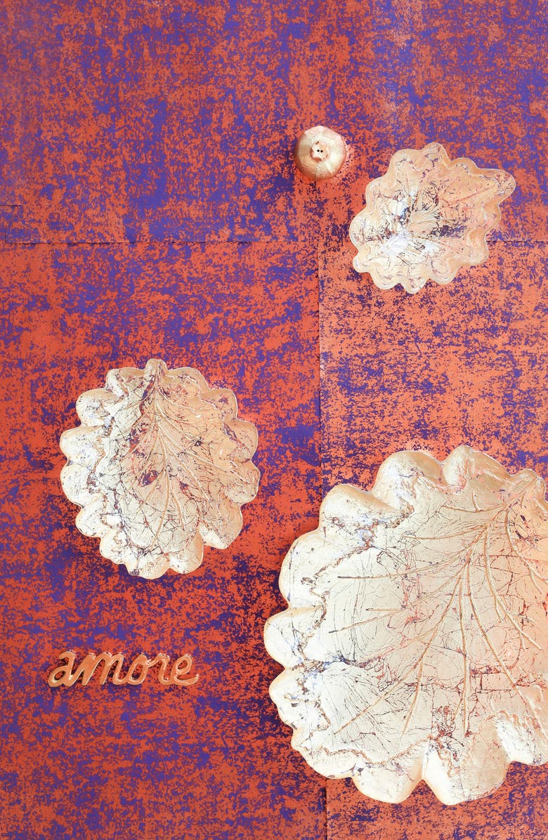 VIETRI Moon Glass Leaf Salad Plate, Alternate, color, Gold