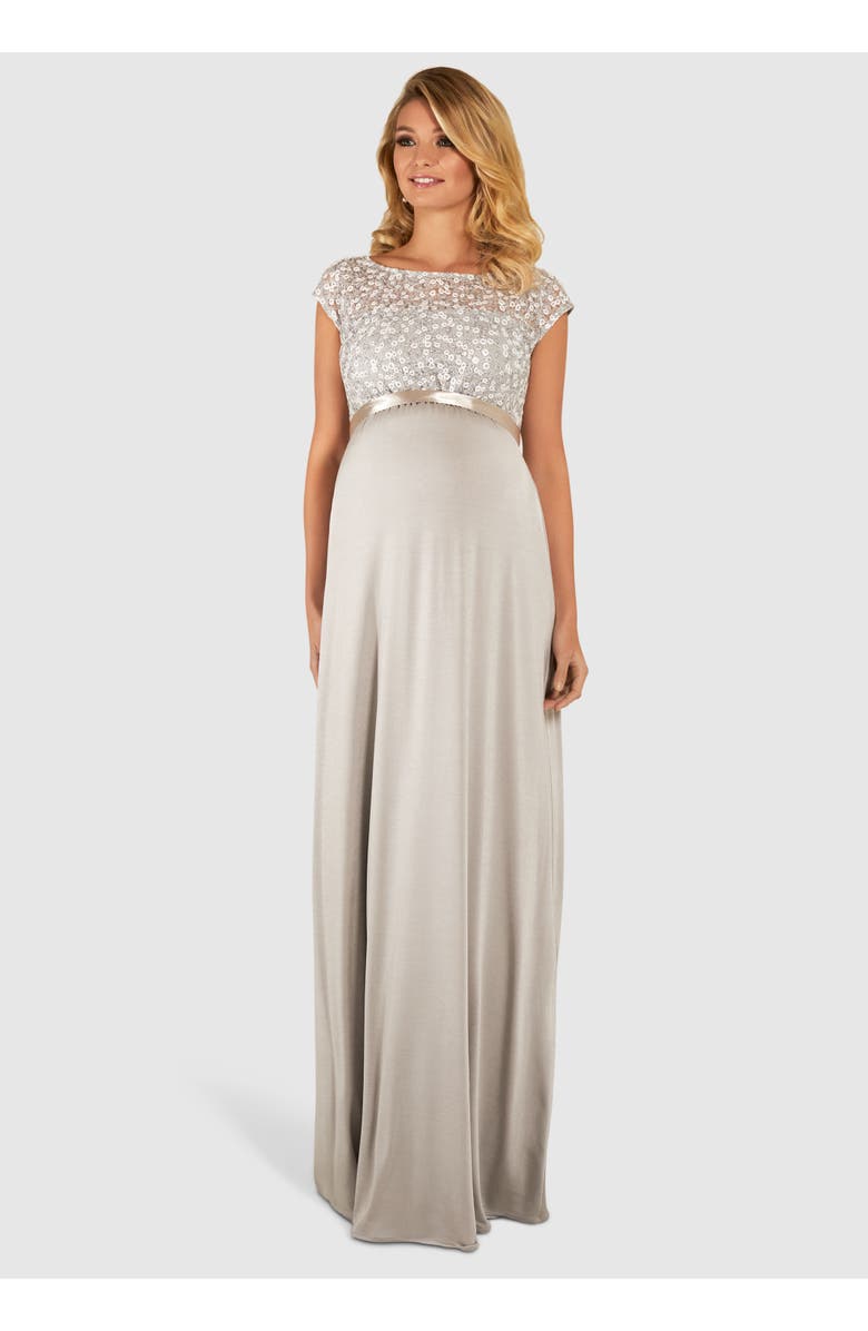 Tiffany Rose Maternity Mia Maternity Gown, Main, color, Silver