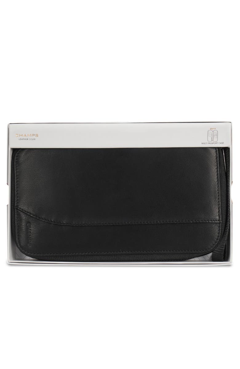 CHAMPS Leather Passport Case, Alternate, color, Black