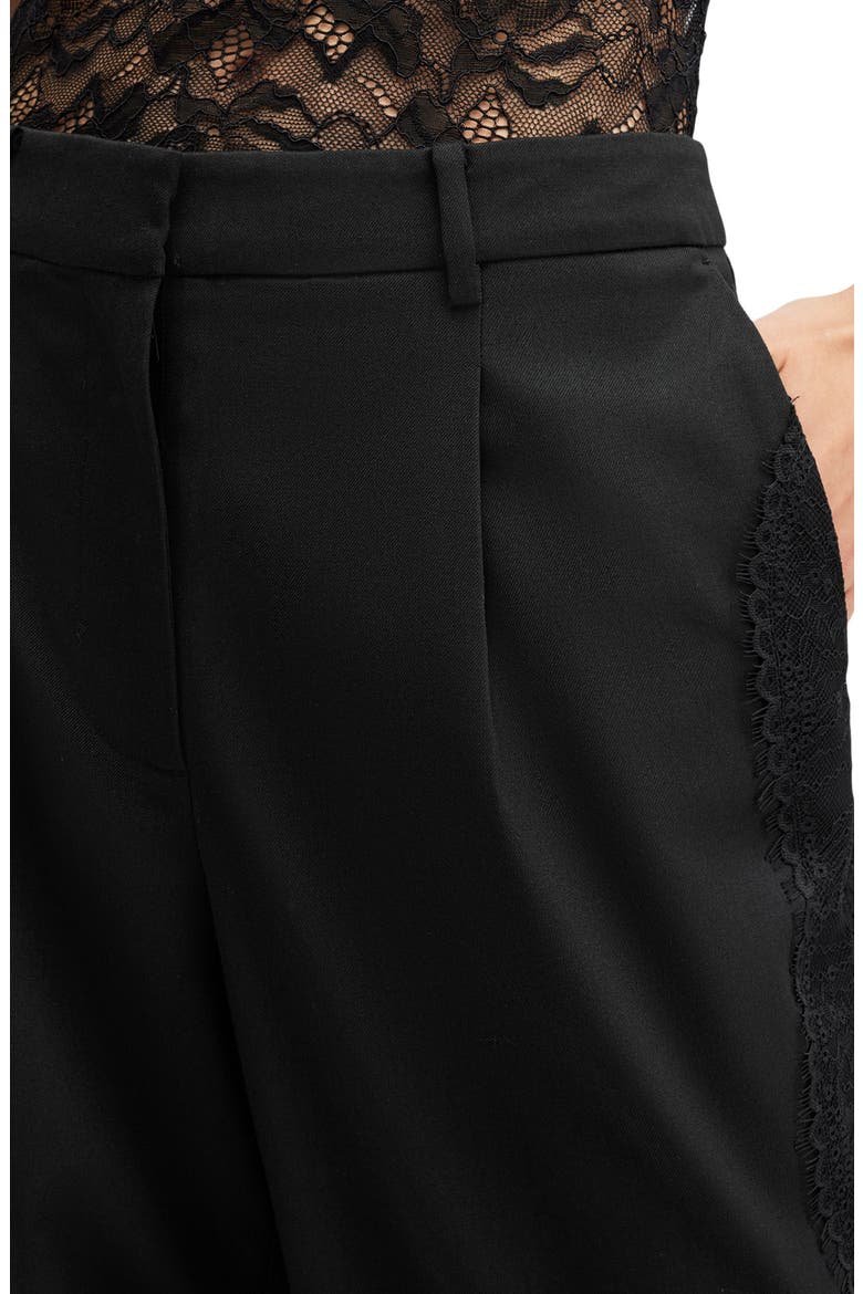 Lacey Lace Trim Flare Pants, Alternate, color, BLACK