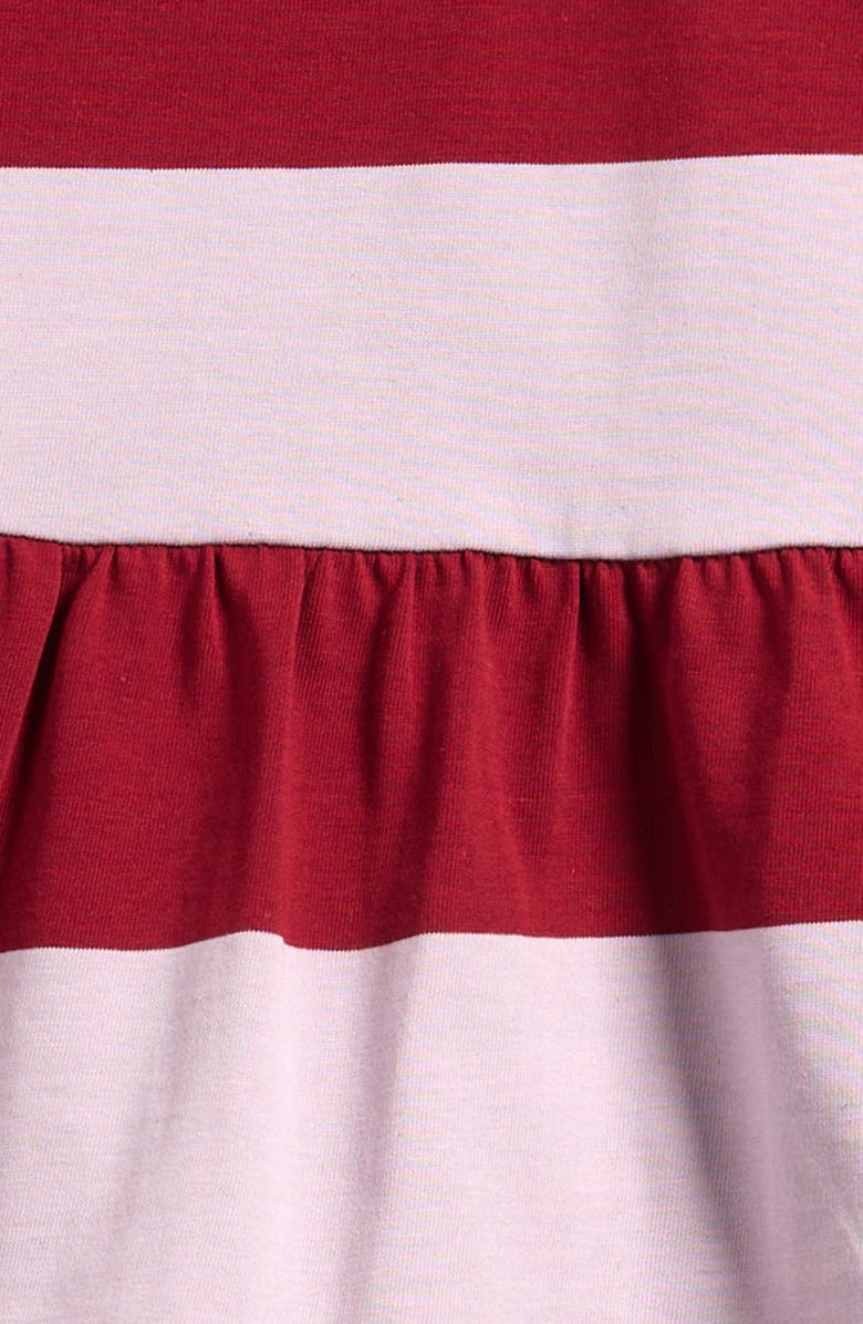 Moncler Kids' Stripe Long Sleeve Peplum Polo, Alternate, color, Red