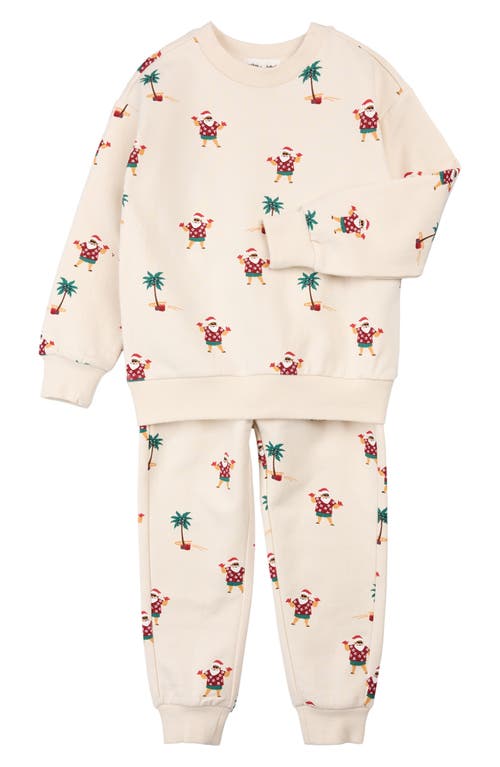 Miles The Label Hawaiian Santa Print French Terry Sweatshirt & Joggers Set In Gray