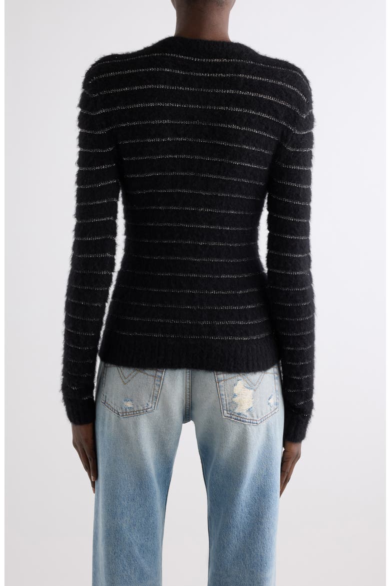 Seona Metallic Stripe Cardigan, Alternate, color, BLACK/ SILVER