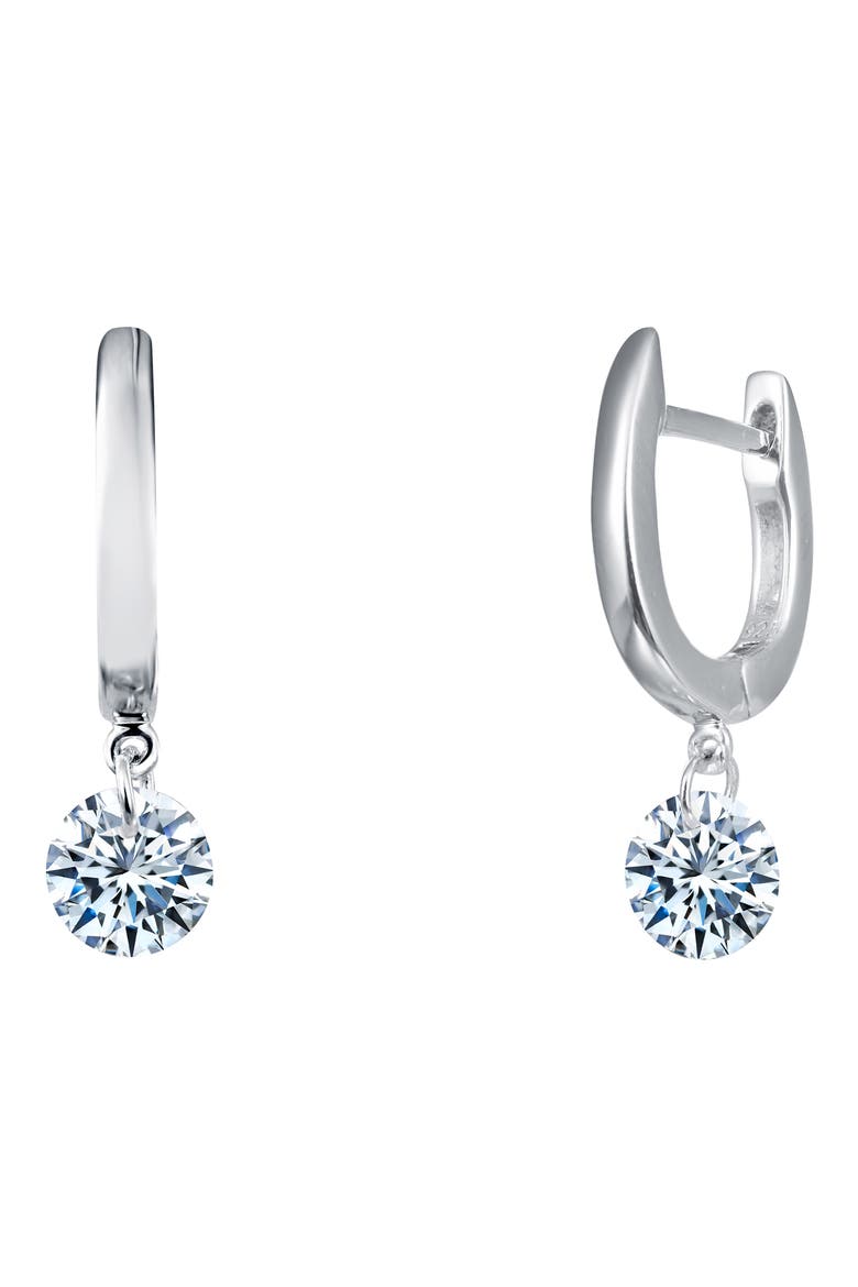 Simulated Diamond Frameless Drop Earrings, Main, color, SILVER