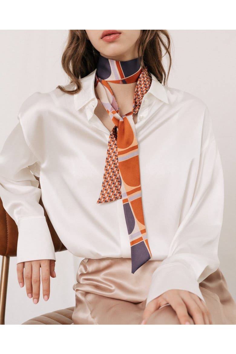 MODULAR SILK SKINNY SCARF, Alternate, color, Orange