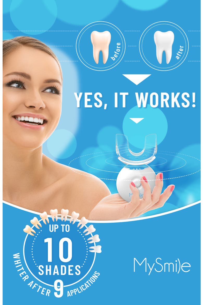 Teeth Whitening Kit with 5 LED Light, 18% CP Gel, Alternate, color, Blue