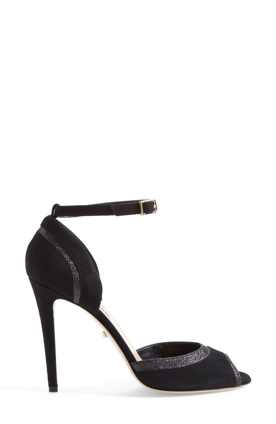 'Valentina' Sandal, Alternate, color, BLACK SUEDE