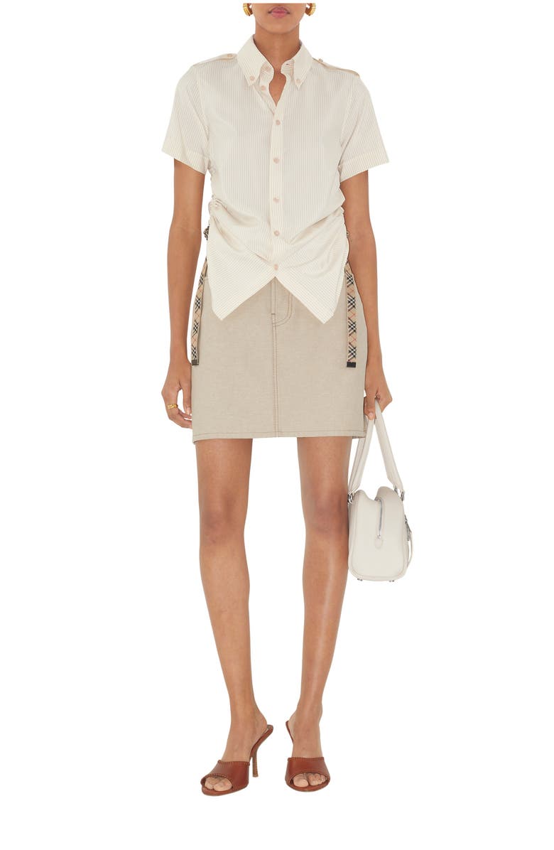 Burberry Slim Fit Striped Silk Shirt, Main, color, Clam