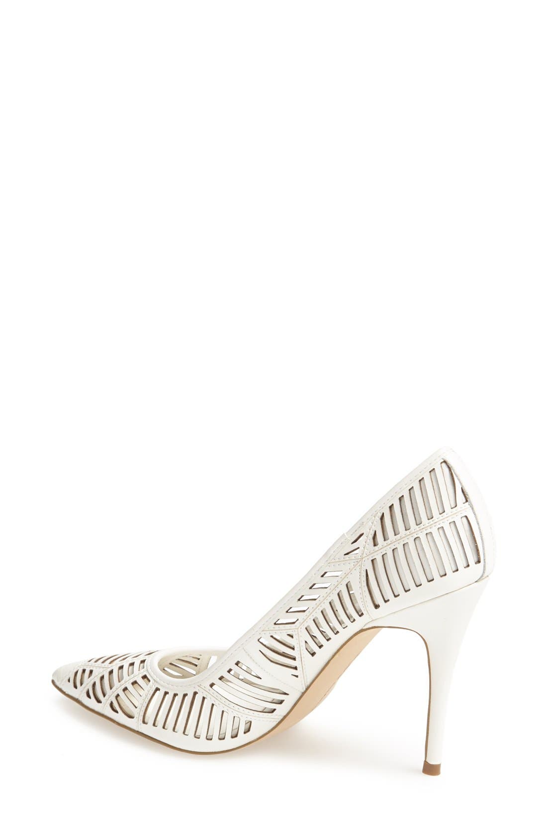 'Ovation' Laser Cut Pointy Toe Pump, Alternate, color, WHITE