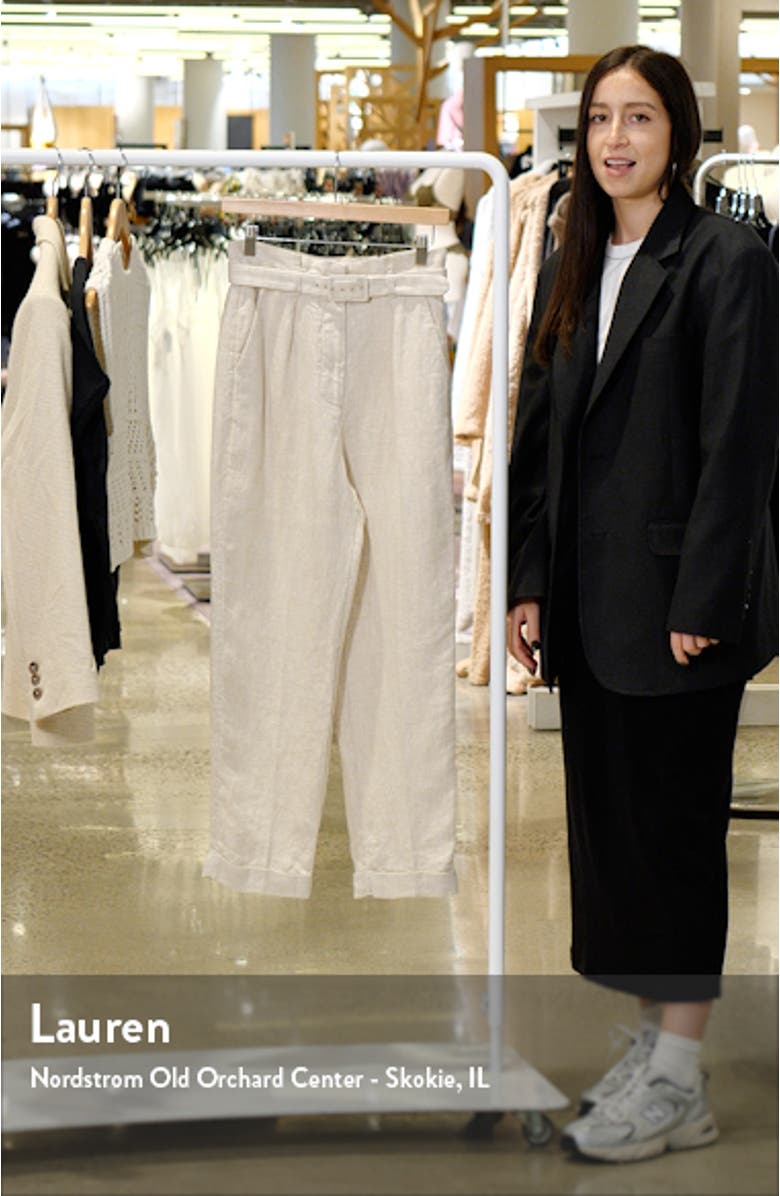 Belted High Waist Linen Trousers, sales video thumbnail