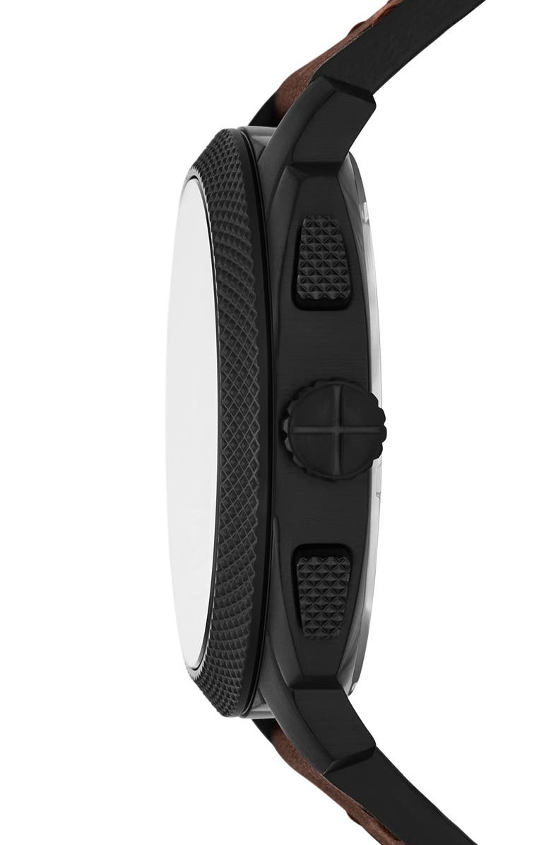 Fossil Machine Chronograph Leather Strap Watch, 44mm, Alternate, color, Brown Smoke