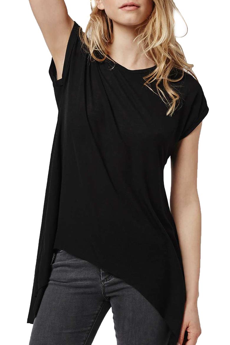 Split Back High/Low Tee, Main, color, BLACK