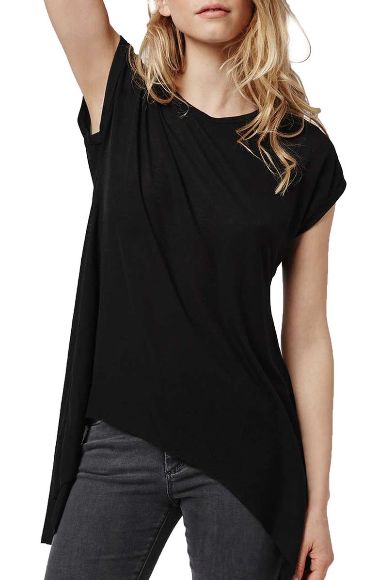 Topshop Split Back High/Low Tee, Main, color,