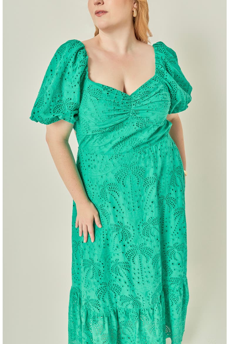 Embroidered Eyelet Resort Maxi Dress, Alternate, color, GREEN