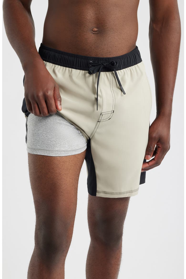 Tempo Wordmark Tech Shorts, Alternate, color, CEMENT