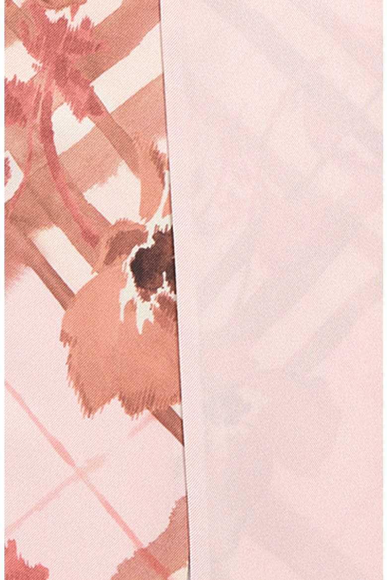 Anemone Watercolor Check Reversible Silk Skinny Scarf, Alternate, color, QUARTZ PINK