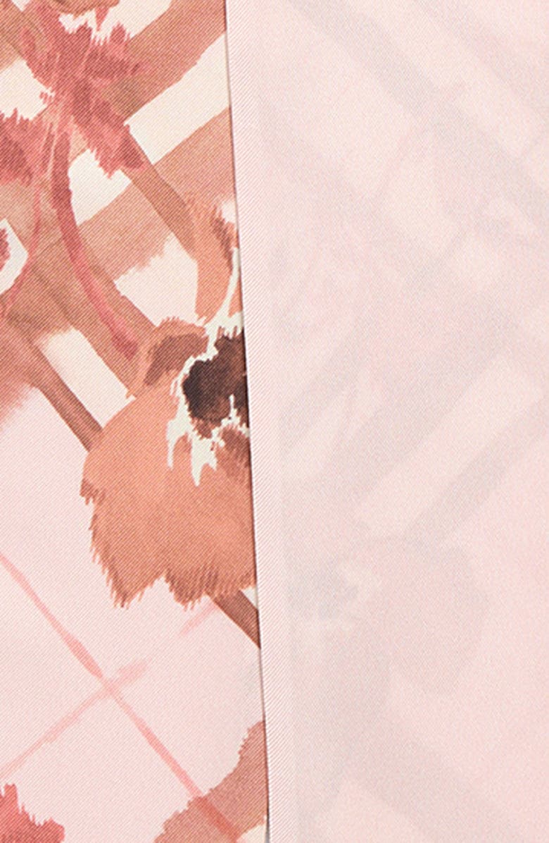 Burberry Anemone Watercolor Check Reversible Silk Skinny Scarf, Alternate, color, Quartz Pink