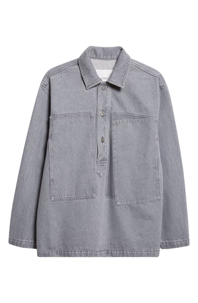 JW Anderson Patch Pocket Denim Rugby Shirt, Alternate, color, 906 Light Grey