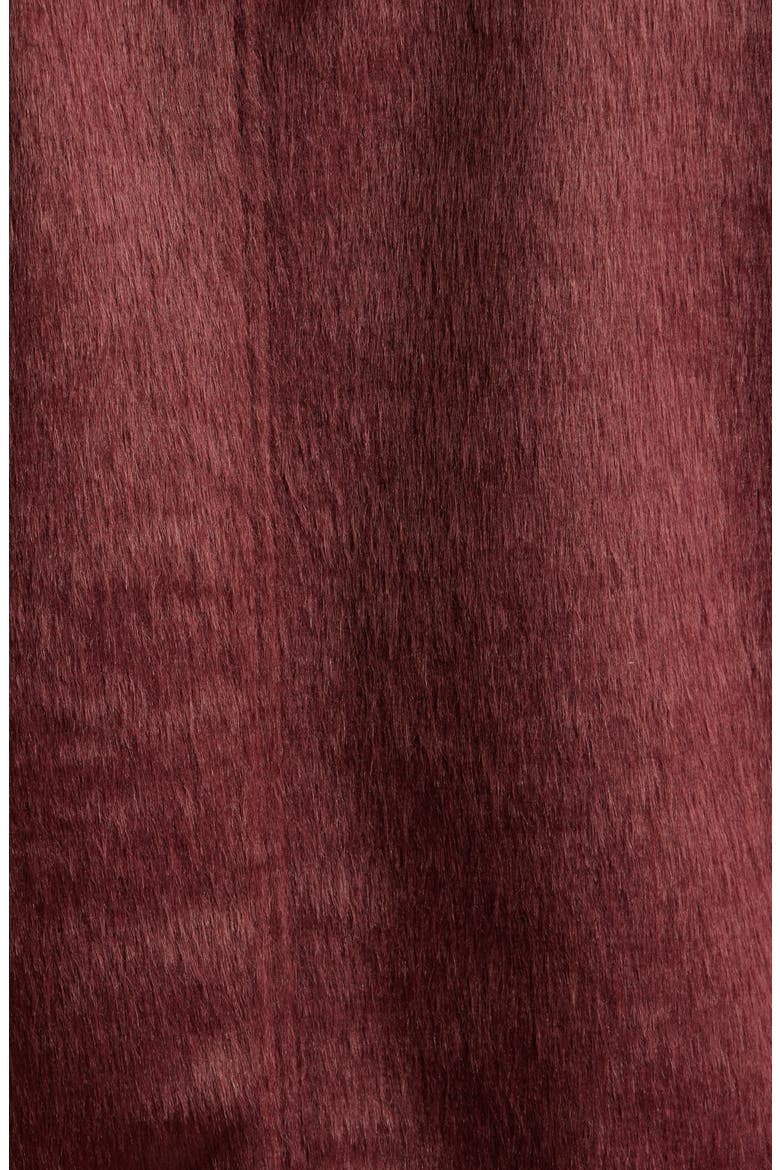 Faux Calf Hair Trucker Jacket, Alternate, color, BURGUNDY