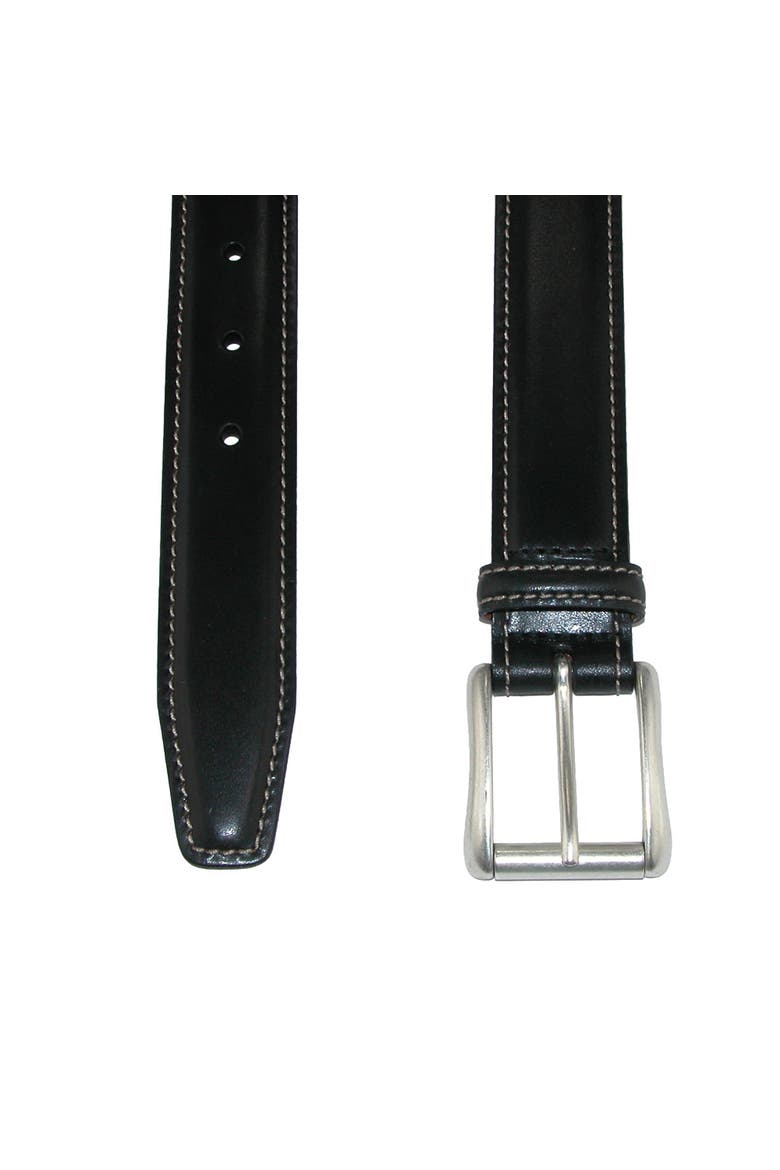 Men's Ciga Calfskin Leather Casual Belt with Contrast Stitch, Alternate, color, Black