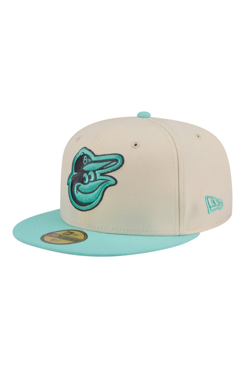 Men's New Era Light Beige/Turquoise Baltimore Orioles Two-Tone Color Pack 59FIFTY Fitted Hat, Main, color, Light Beige
