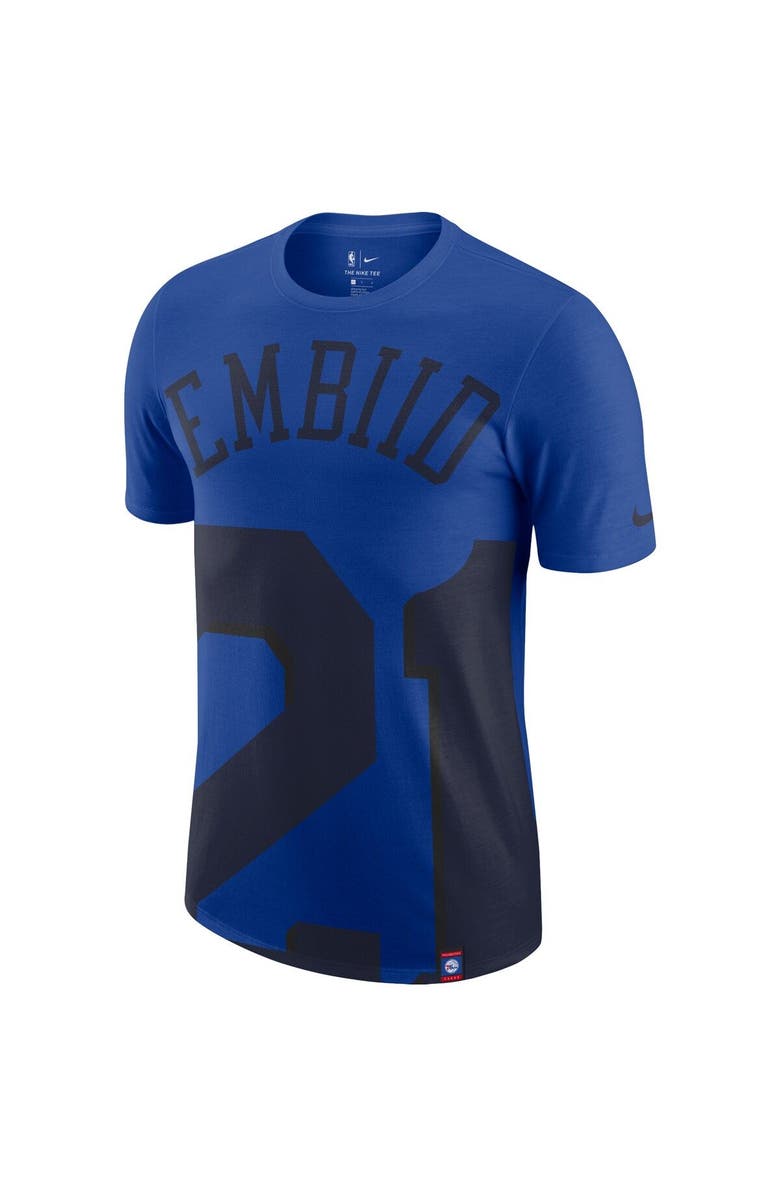 Nike Men's Nike Joel Embiid Royal Philadelphia 76ers Oversized Name & Number T-Shirt, Alternate, color, Royal