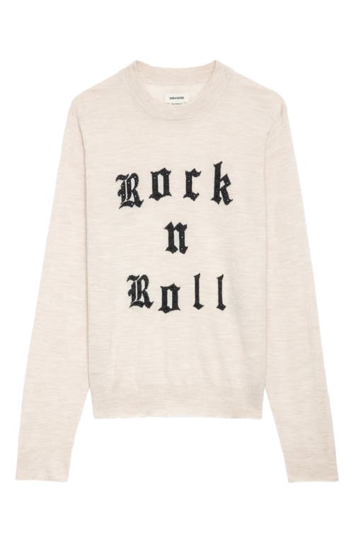 ZADIG & VOLTAIRE ZADIG & VOLTAIRE IVY WE ROCK & ROLL EMBELLISHED WOOL GRAPHIC CREWNECK SWEATER 
