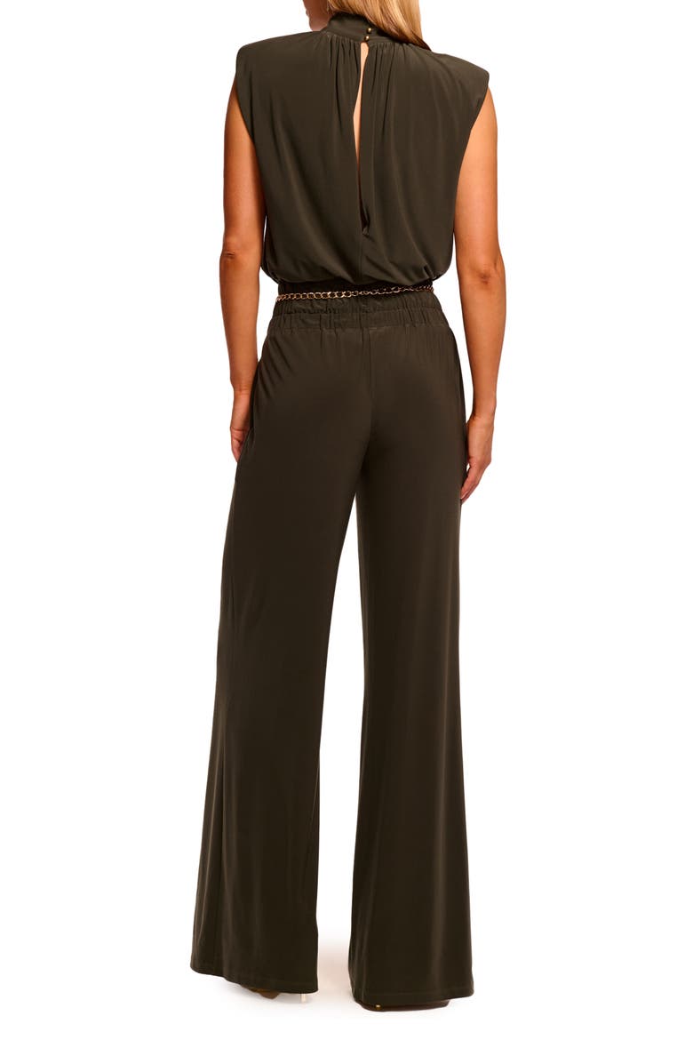Dani Shirred Neck Sleeveless Jumpsuit, Alternate, color, DEEP OLIVE