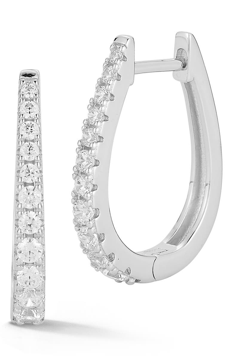 GLAZE JEWELRY Graduated Cubic Zirconia Hoop Earrings, Main, color, 