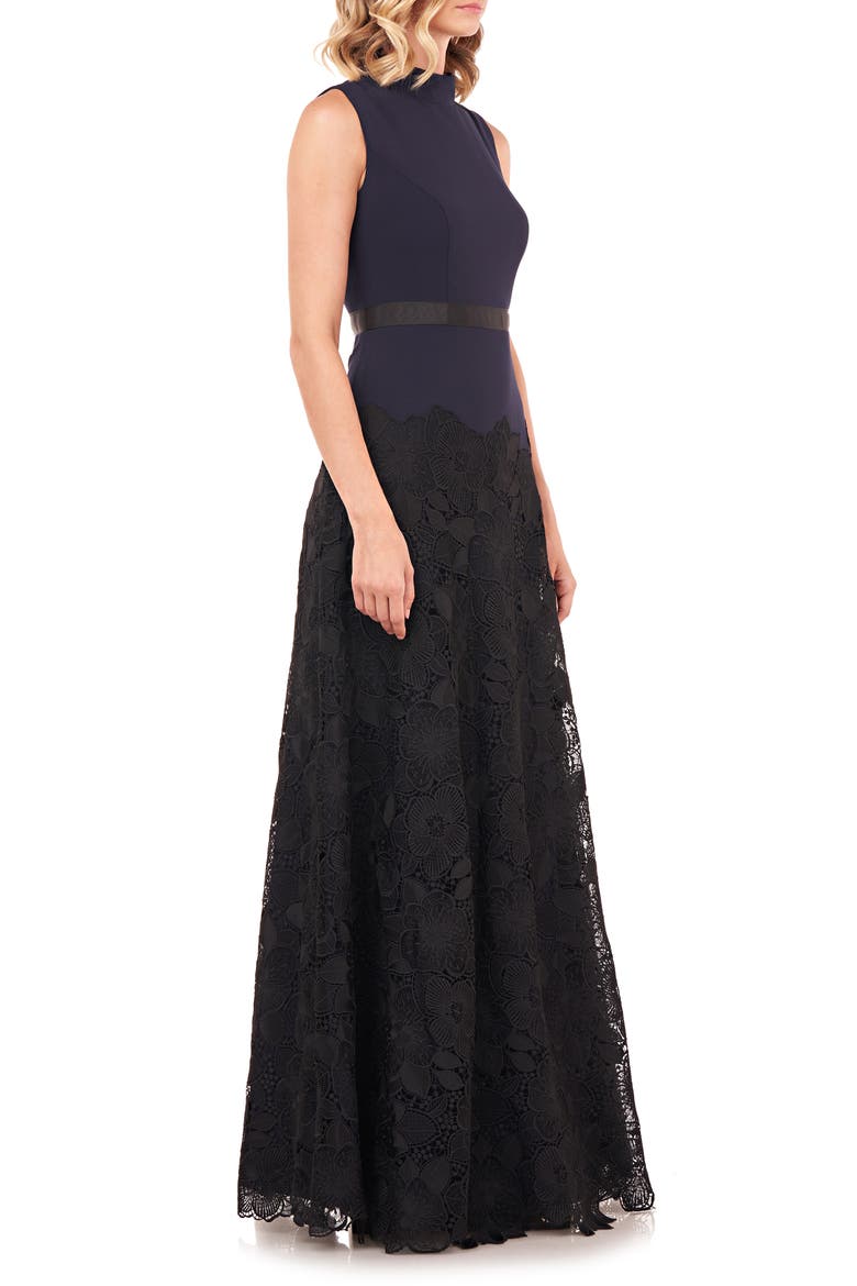 Ellie Lace A-Line Gown, Alternate, color, NAVY/ BLACK