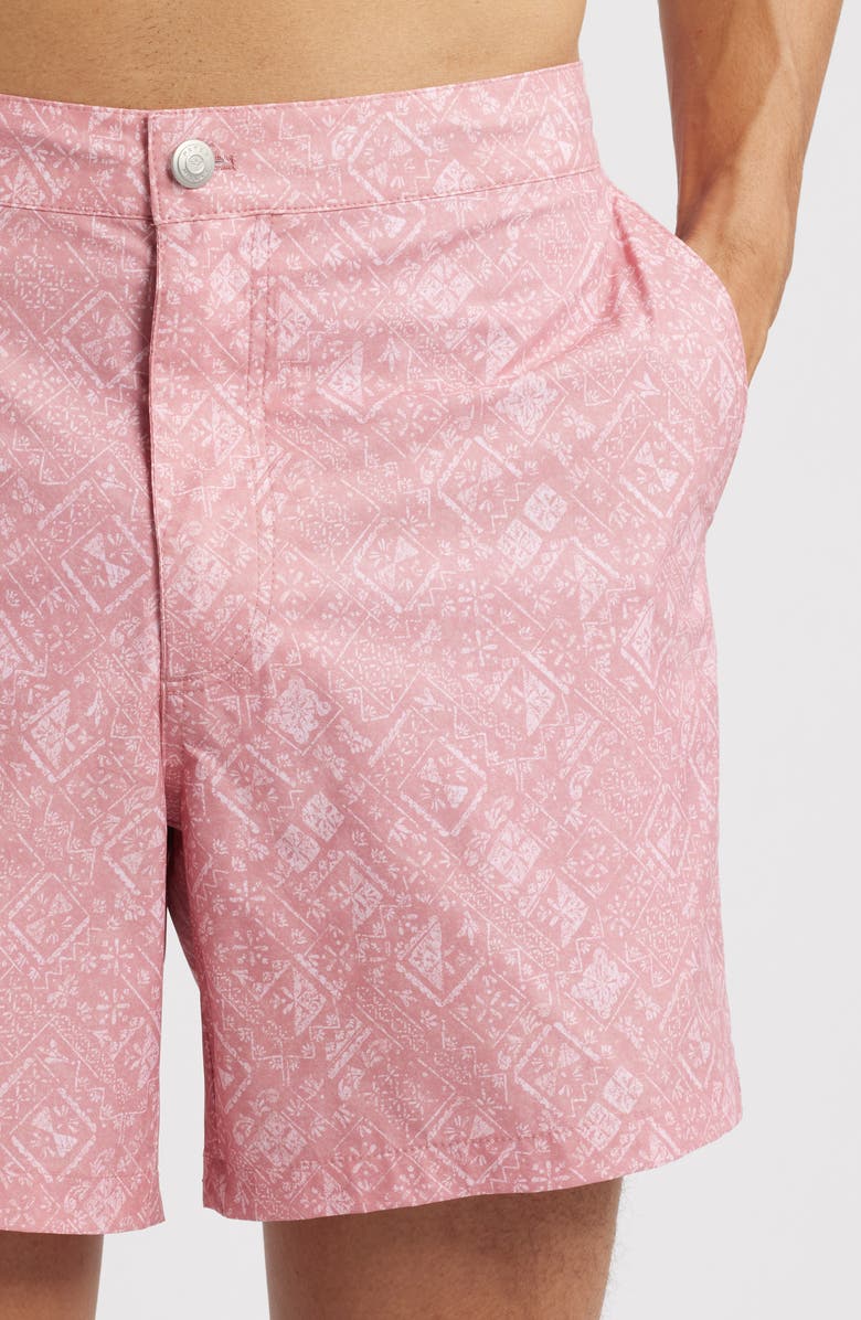 Peter Millar Crown Crafted Mosaic Swim Trunks, Alternate, color, Pink Crepe