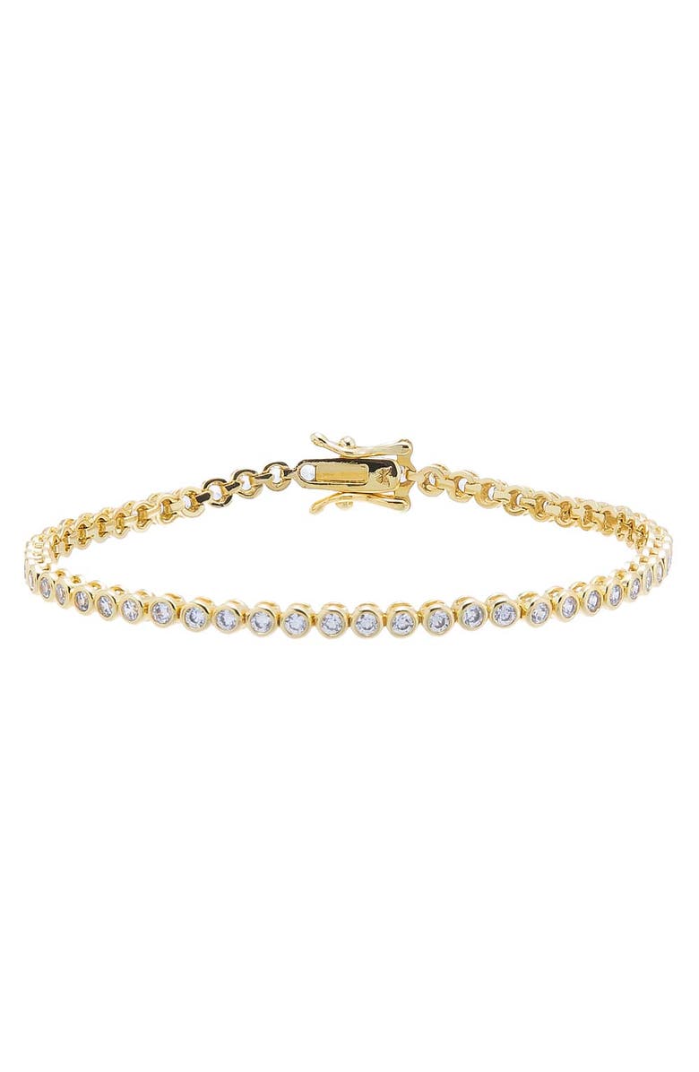 BY ADINA EDEN Bezel Tennis Bracelet, Main, color, Gold - 6.5 Inch / 2 Mm