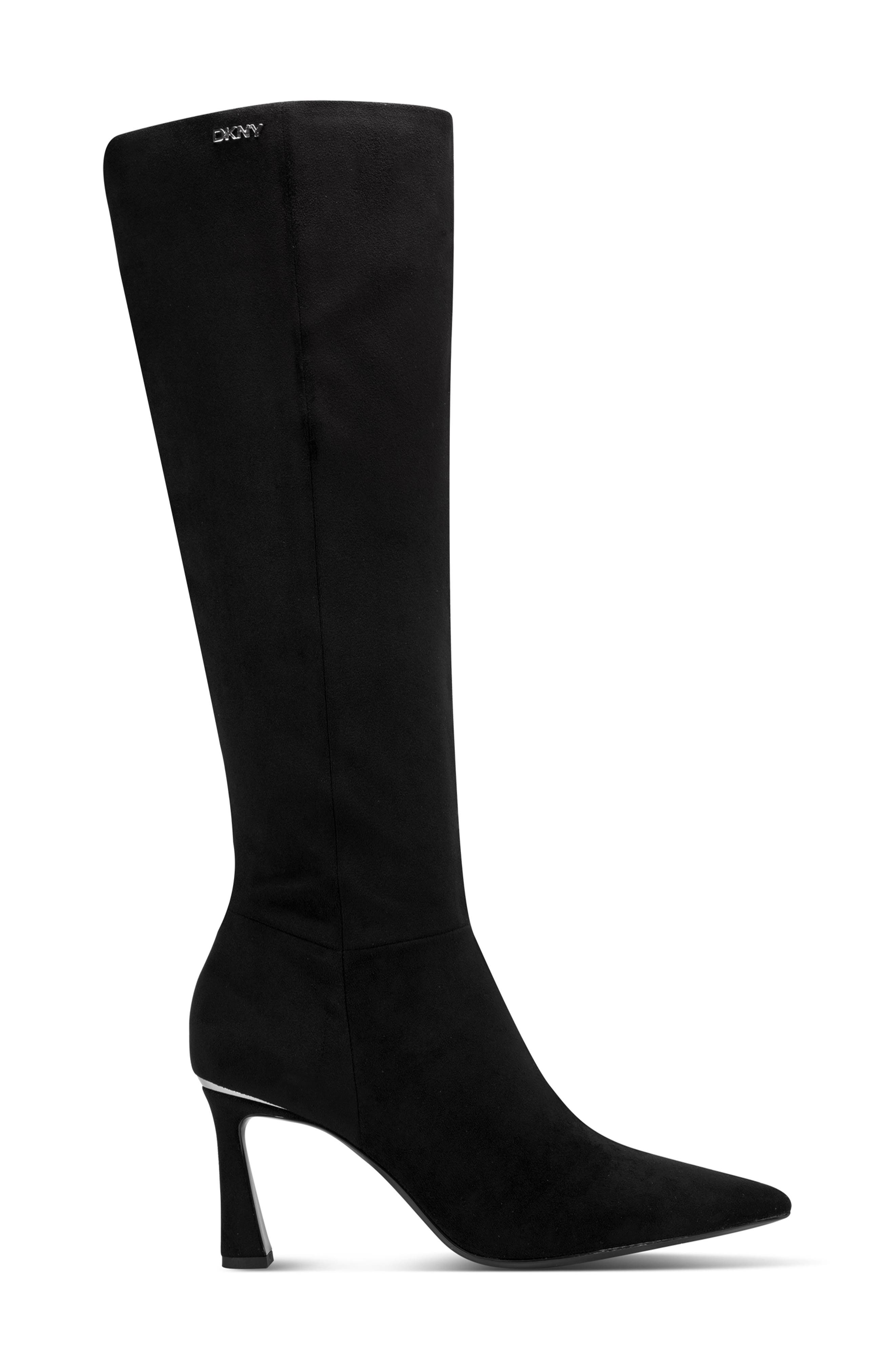 DKNY Cainon Pointed Toe Knee High Boot, Alternate, color, Black