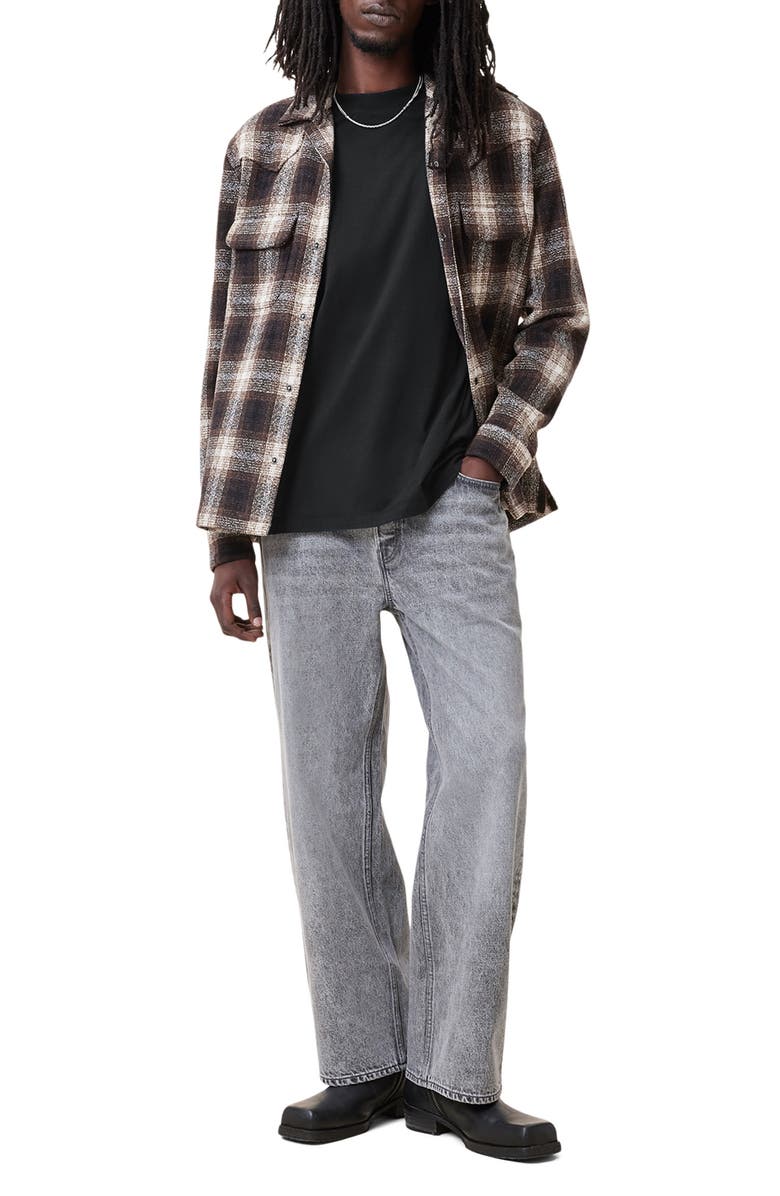 AllSaints Finn Oversize Long Sleeve Mock Neck Cotton T-Shirt, Alternate, color, 