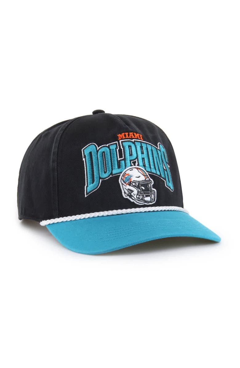 '47 Men's '47 Black/Aqua Miami Dolphins Palermo Hitch Adjustable Hat, Alternate, color, 
