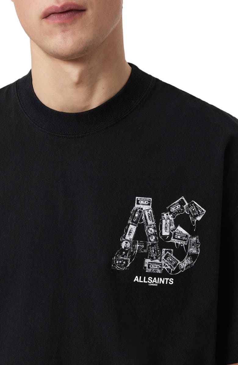 AllSaints Mixtape Cotton Graphic T-Shirt, Alternate, color, Jet Black