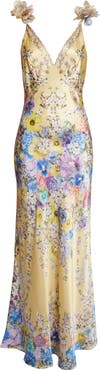 Camilla Darling Buds Bias Cut Silk Satin Maxi Slipdress