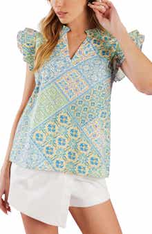 FLYING TOMATO Flutter Sleeve Woven Top