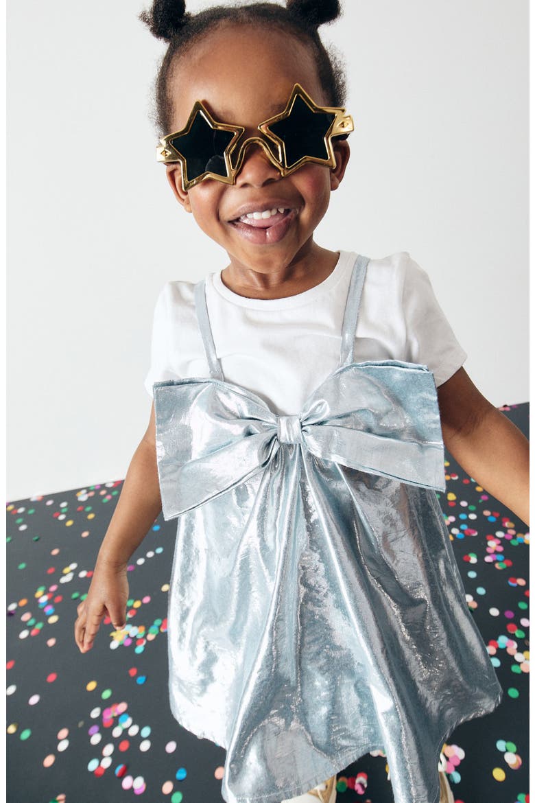toddler metallic dress Kids' Metallic Bow Dress & T-Shirt Set (Women)