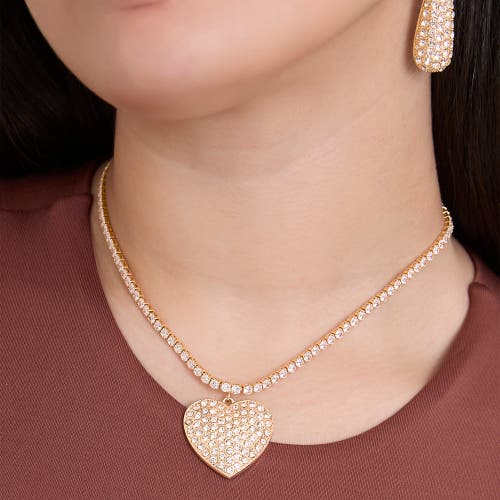 Jessica Simpson Gold-tone Heart Pendant Link Chain Necklace In Gold