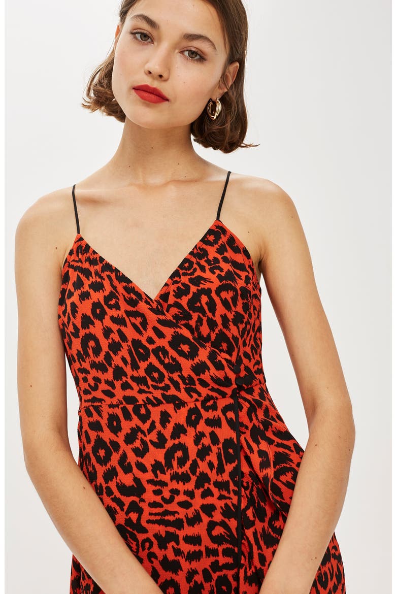 Animal Ruffle Slipdress, Alternate, color, ORANGE