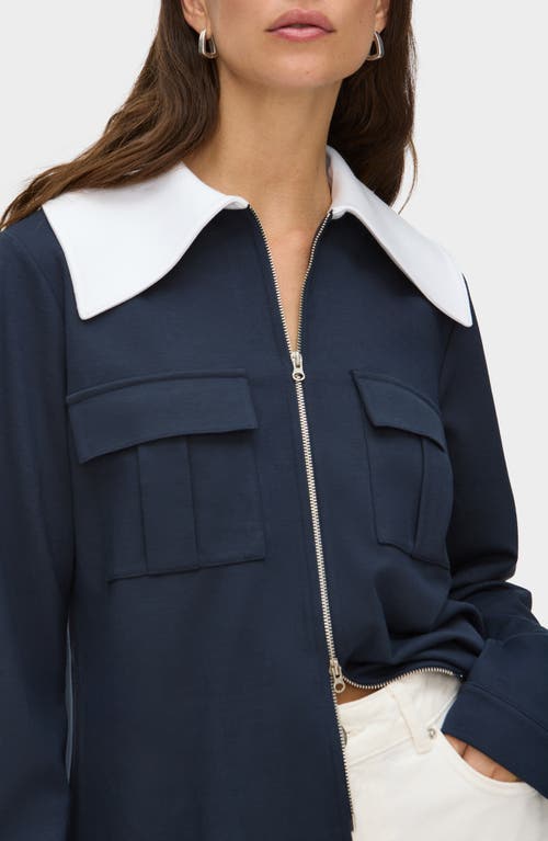 Aligne Tam Ponte Contrast Collar Jacket In Blue