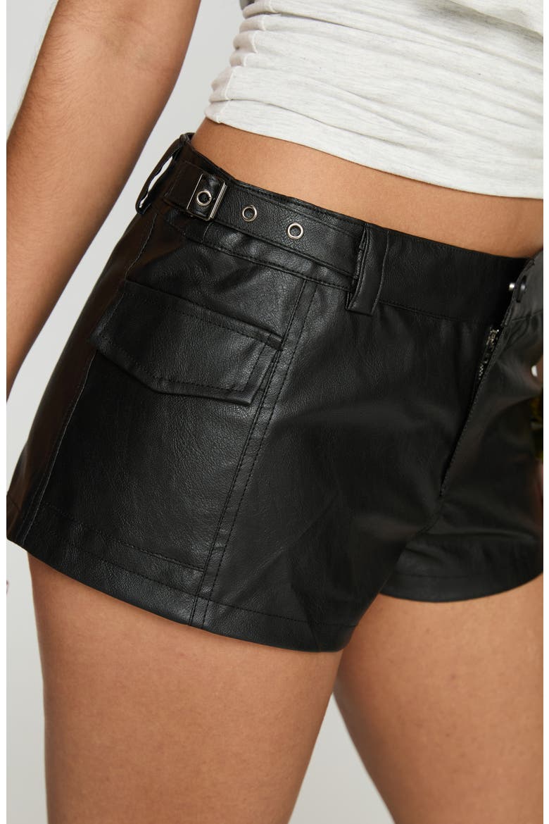 Domination Faux Leather Shorts, Alternate, color, BLACK