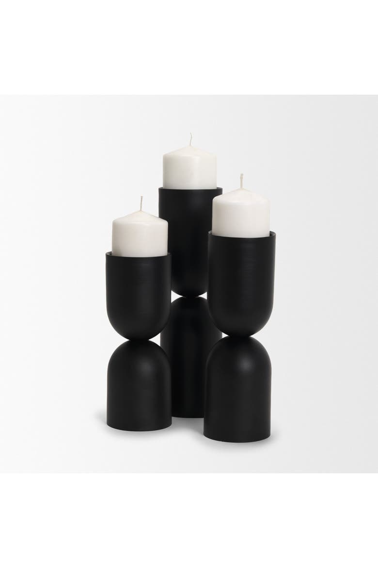 Qamra Metal Pillar Candle Holder, Alternate, color, Black