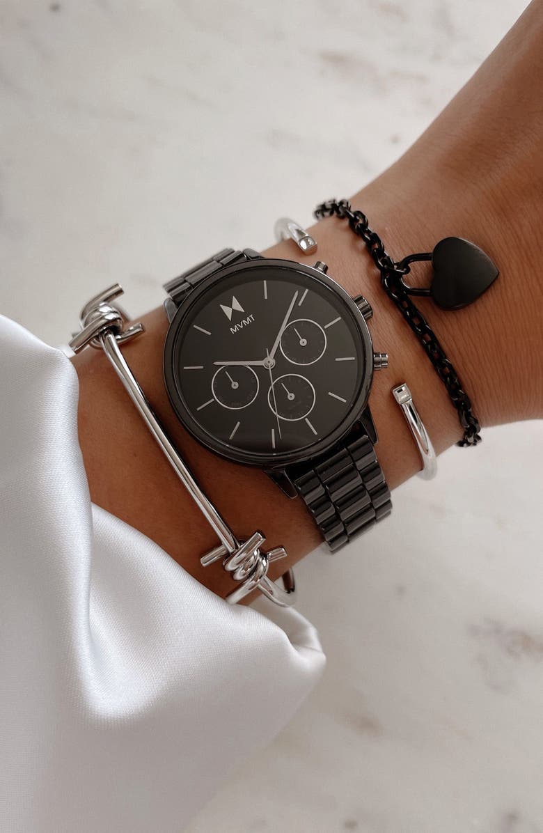 MVMT Nova Chronograph Ceramic Bracelet Watch, 38mm, Alternate, color, Black