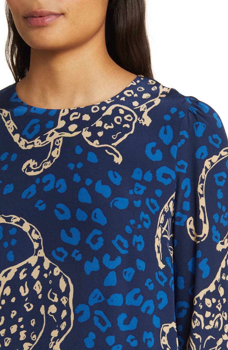 Lilly Pulitzer<sup>®</sup> Tyra Leopard Print Long Sleeve Silk Shift Dress, Alternate, color, 
