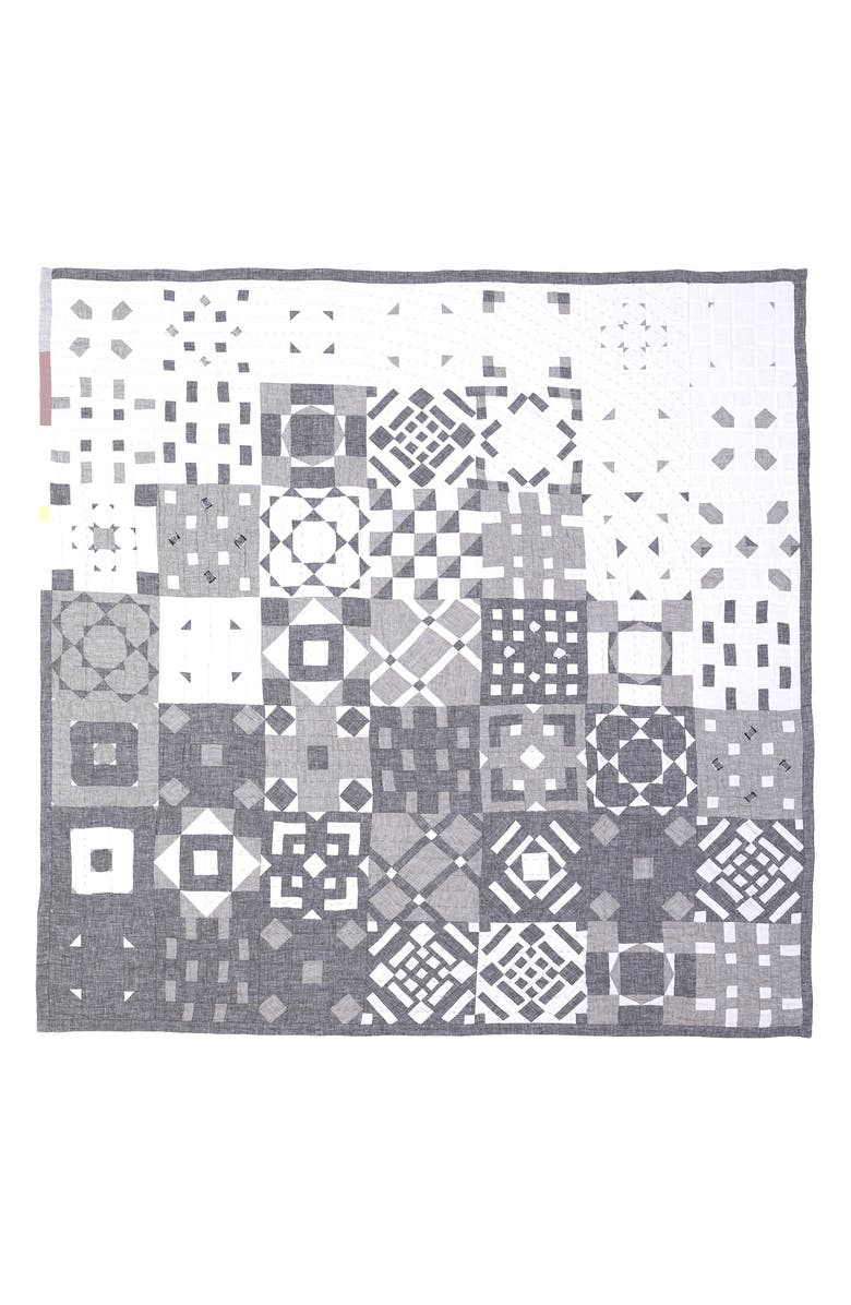 Thompson Street Studio Tile Linen & Cotton Patchwork Quilt, Main, color,